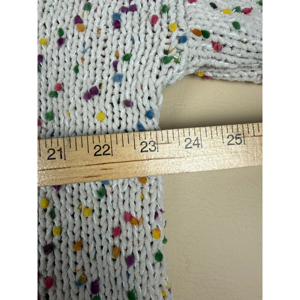 Seven7 XL Confetti Knit Sweater Rainbow Dot Oversized Crewneck Cream